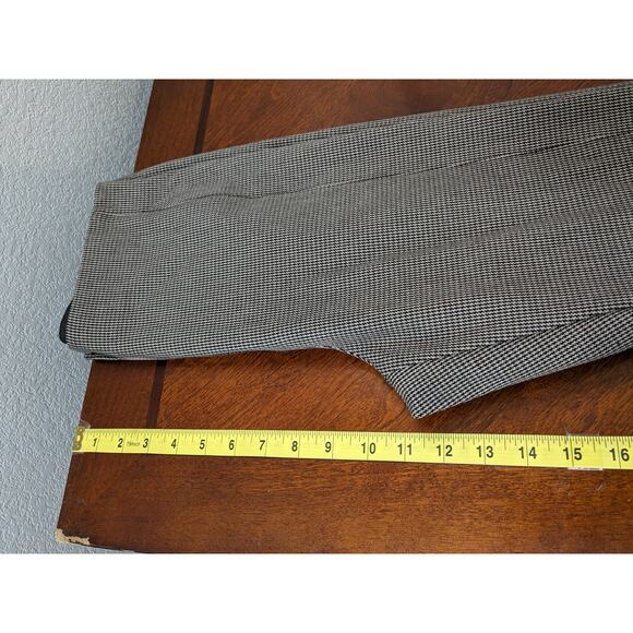 Ann Taylor Houndstooth Dress Pants 2 Black Brown Ankle Slit High Rise Trousers - Picture 8 of 11